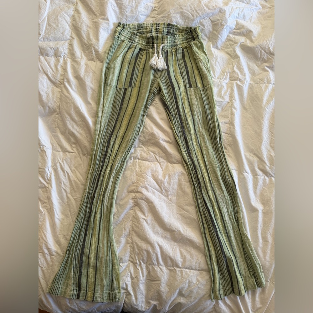 Salt Life Green and Black Striped Pants